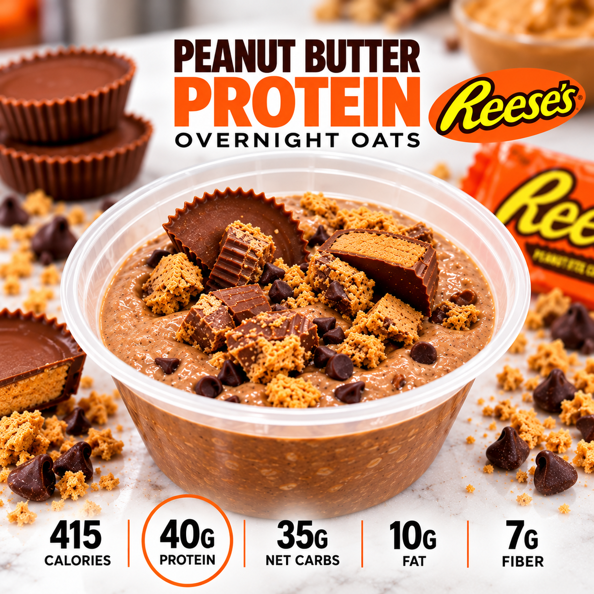 Reese’s Peanut Butter PROTEIN+ Overnight Oats