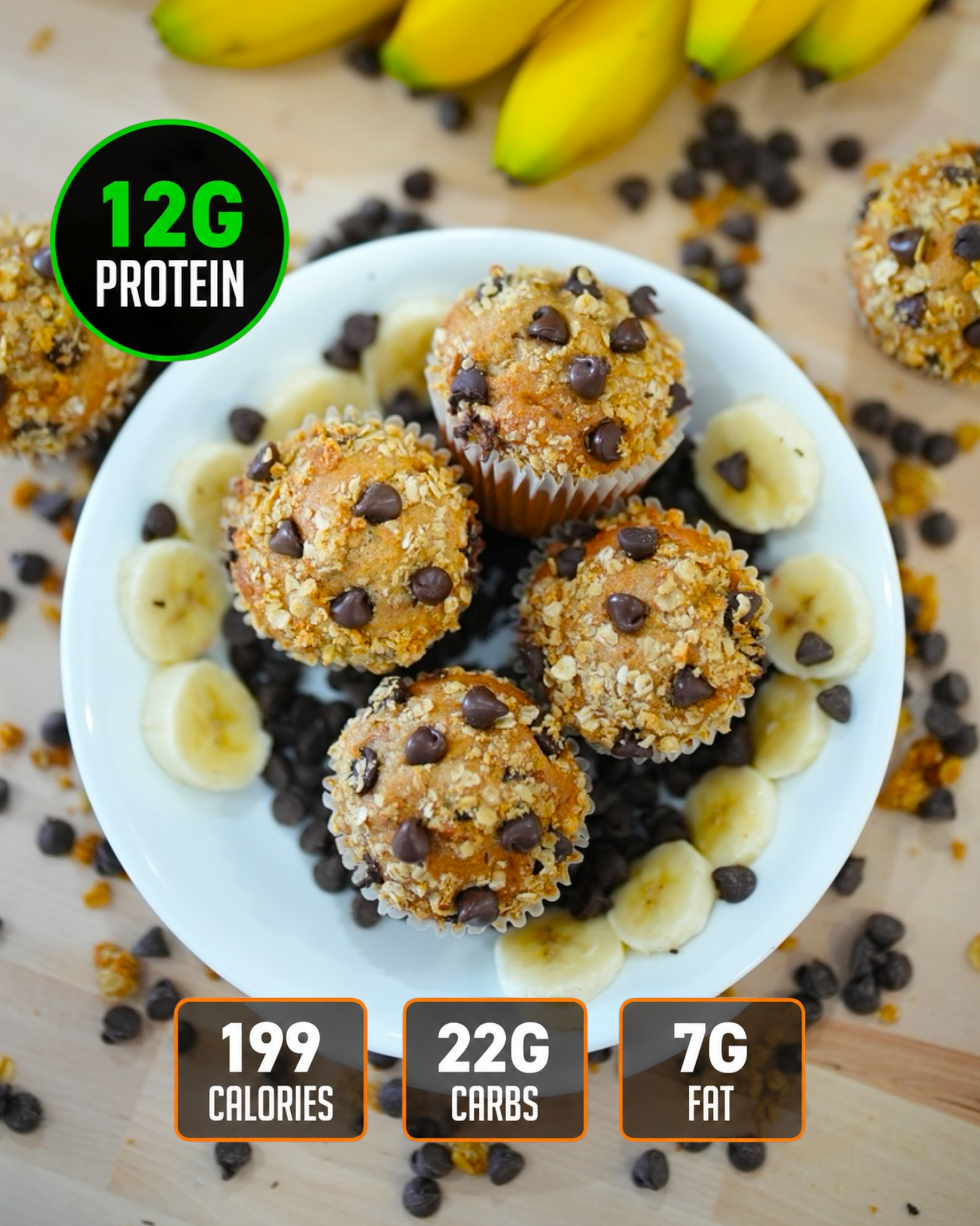 CHOCO MUFFINS *Whole Grain- 100% Whey PROTEIN, Banana Nut Muffins